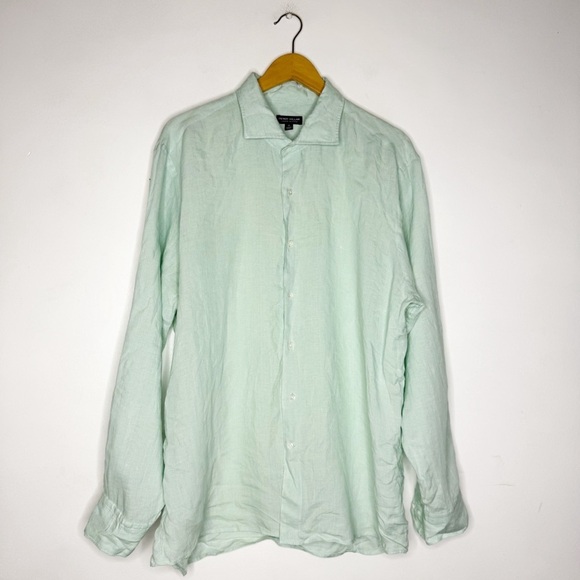 Peter Millar Green Long Sleeve Men’s Button Down Linen Shirt Size XL - Picture 1 of 3